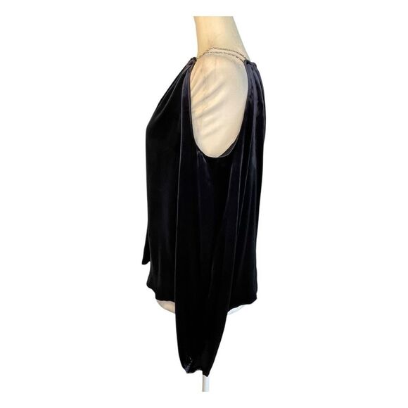 Ramy Brook Gigi Gold Chain Cold Shoulder Blouse Blue Velvet XS - Picture 4 of 10